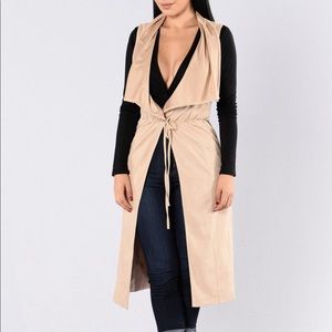 Tan sleeveless duster